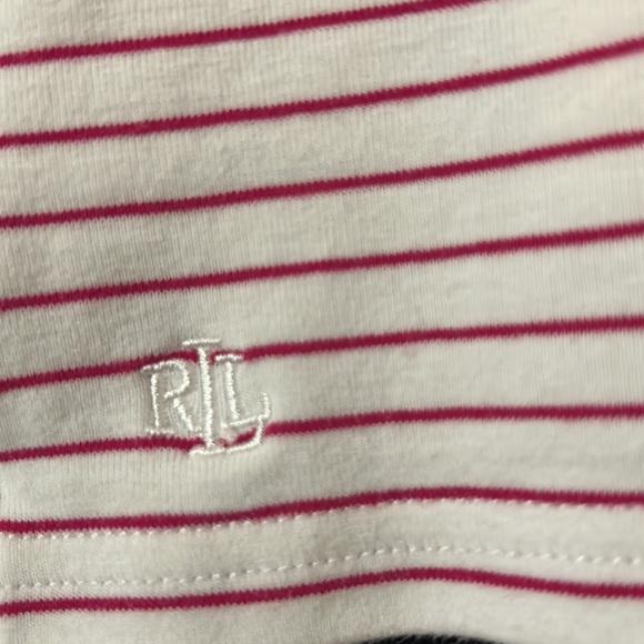 Lauren Ralph Lauren White With Pink Stripes Short Sleeve Top, Size PL - Picture 5 of 5